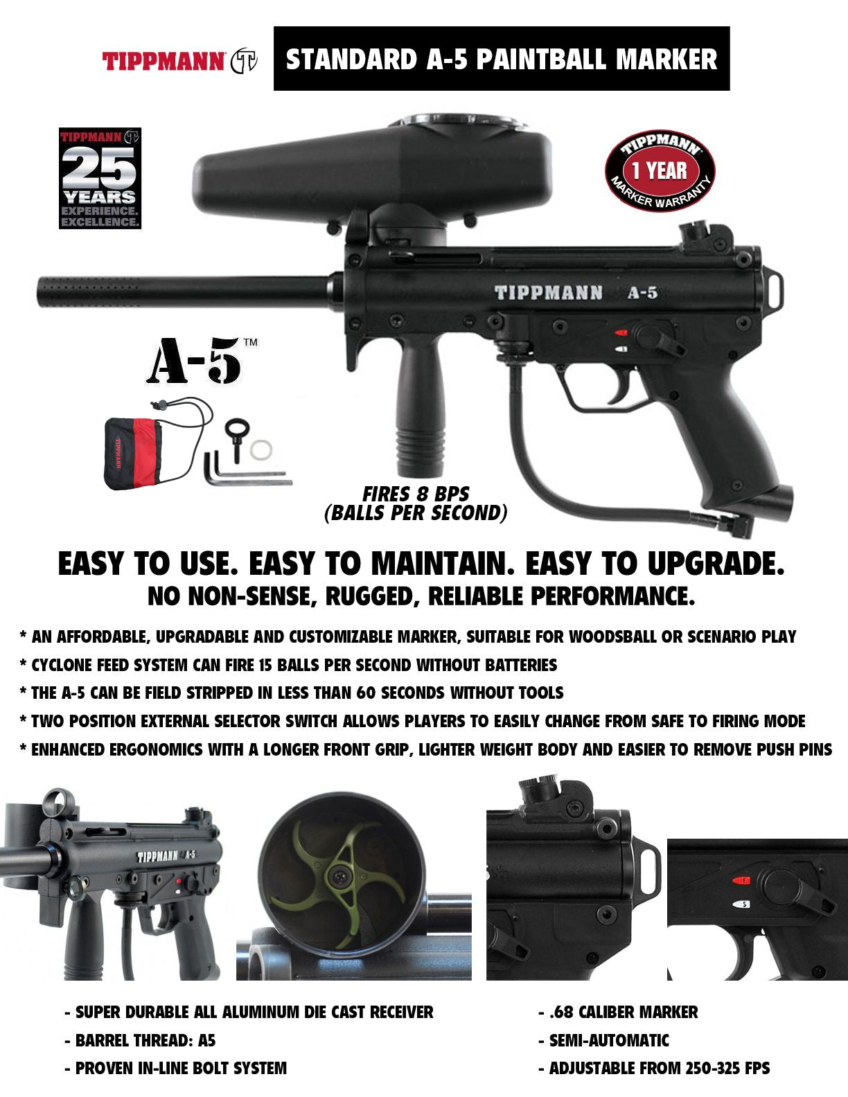 Maddog Tippmann A-5 Starter Protective HPA Paintball Gun Marker Package