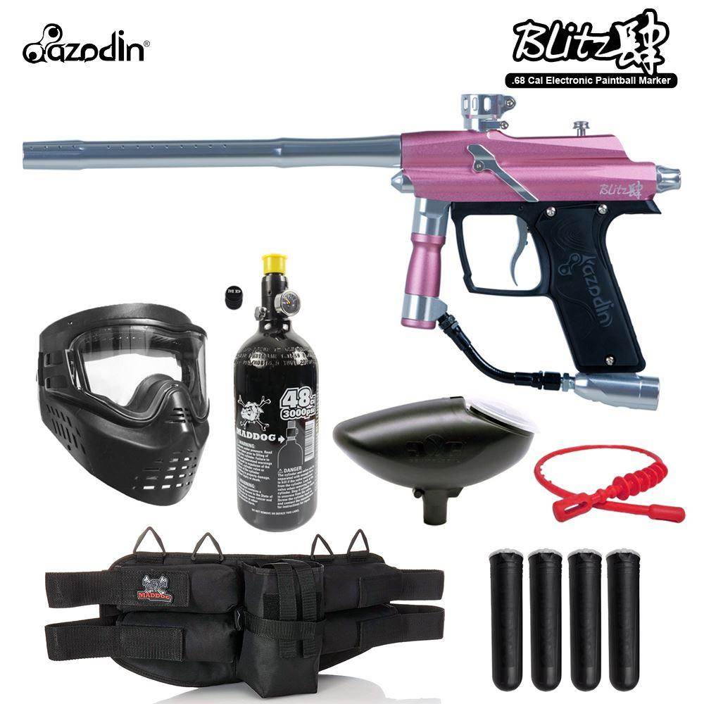 Maddog Azodin Blitz 4 Silver HPA Paintball Gun Marker Starter Package