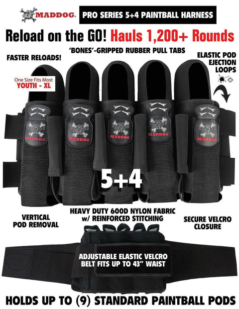 Maddog Pro Paintball Harness Pod Vertical Holder Belt 3+2 4+3 5+7