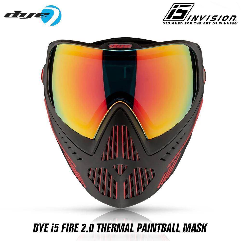 Dye I5 Thermal Paintball Mask Goggles with GSR Pro Strap - Fire 2.0 Black / Red - PaintballDeals.com