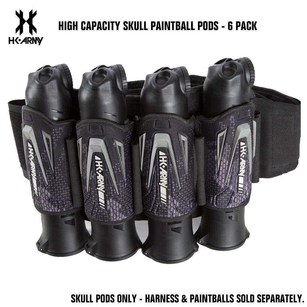 HK Army High Capacity 150 Rounds Skull Paintball Pods - 6 Pack - PaintballDeals.com