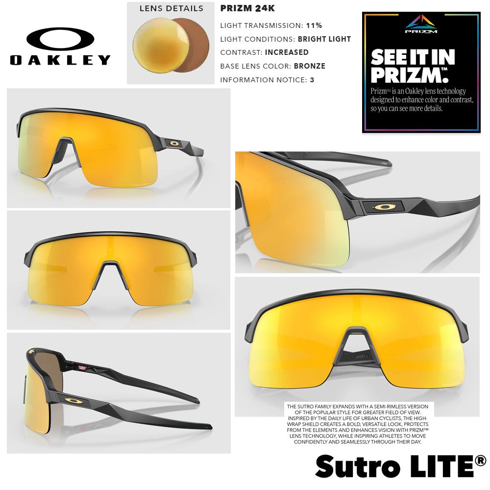 Oakley Sutro LITE Men's Sunglasses - Matte Carbon w/ PRIZM 24K Lenses