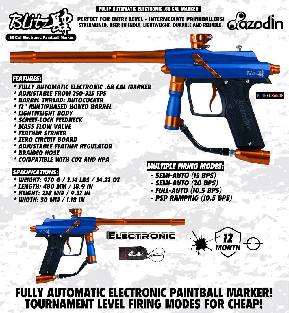 Maddog Azodin Blitz 4 Silver HPA Paintball Gun Marker Starter Package