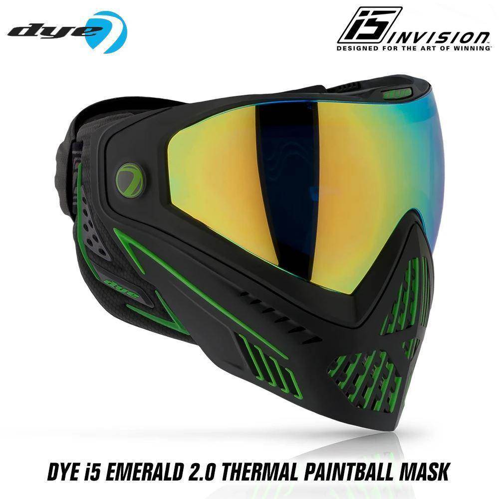 Dye I5 Thermal Paintball Mask Goggles with GSR Pro Strap - Emerald 2.0 Black / Lime - PaintballDeals.com