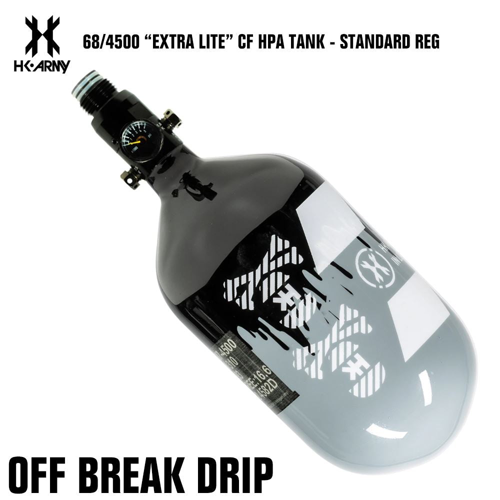 HK Army 68/4500 "Extra Lite" Compressed Air HPA Paintball Tank with Standard Reg - Off Break Drip