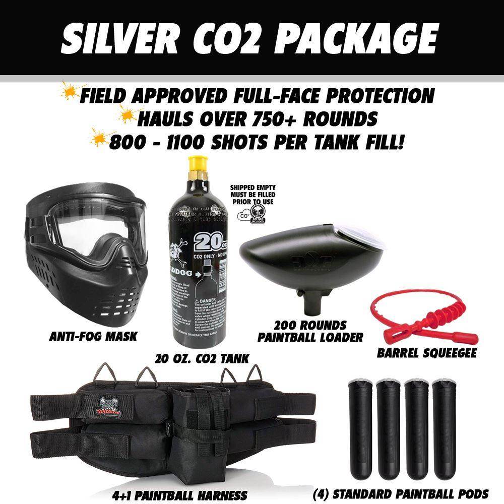 Maddog Azodin Blitz 4 Package Silver Paintball Gun Starter Kit From