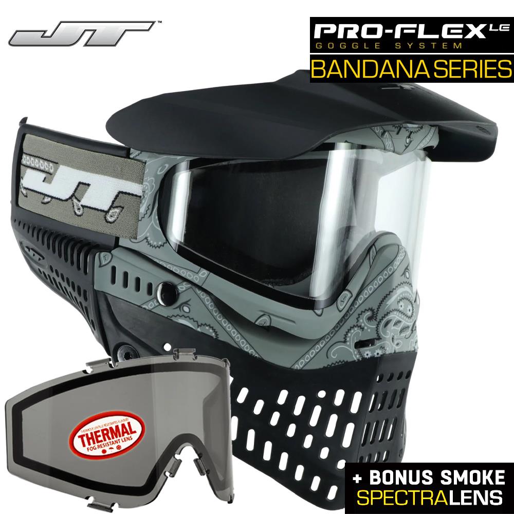 JT Proflex Thermal Anti-Fog Paintball Mask Goggles - LE Bandana Series w/ Clear & Smoke Lenses