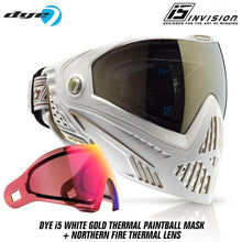 Dye I5 Thermal Paintball Mask Goggles with GSR Pro Strap - White / Gold - PaintballDeals.com