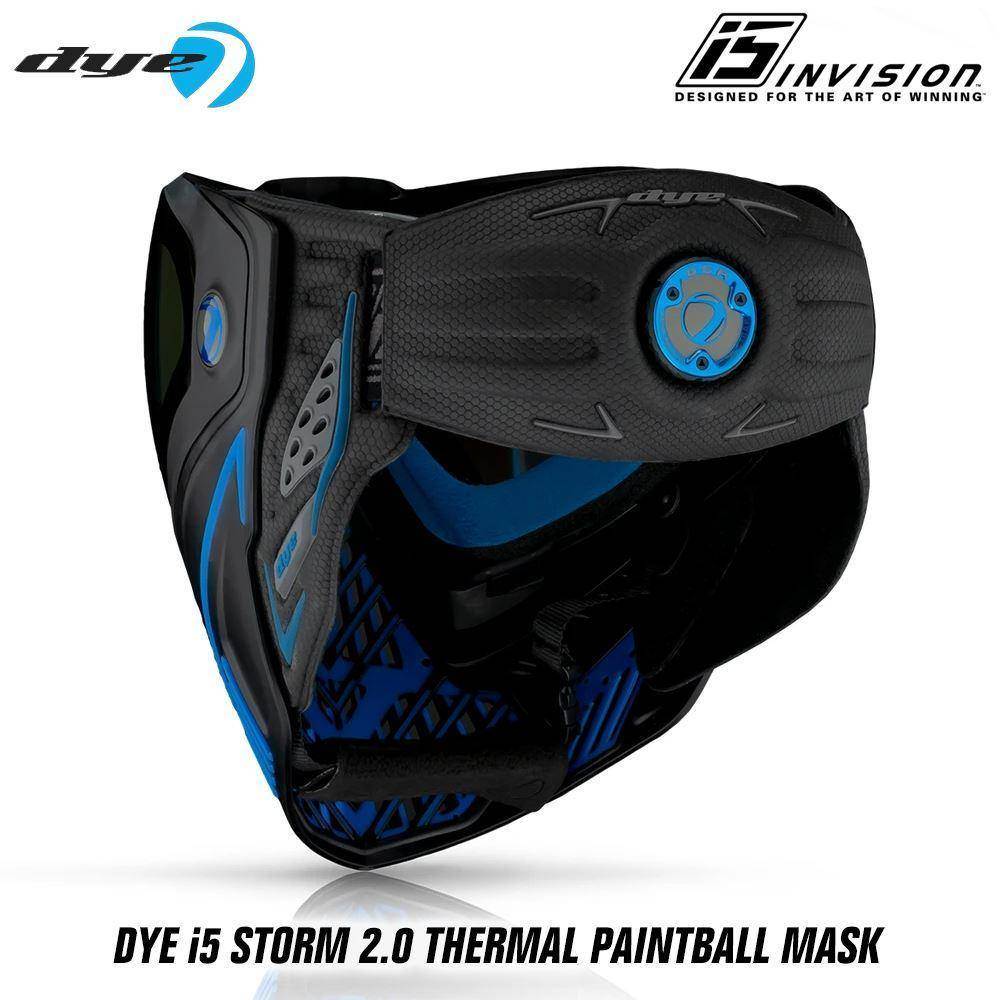 Dye I5 Thermal Paintball Mask Goggles with GSR Pro Strap - Storm 2.0 Black / Blue - PaintballDeals.com
