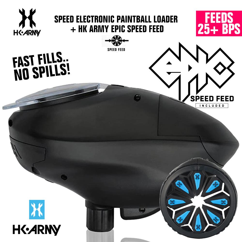 HK Army Speed Electronic Paintball Loader with Epic Speed Feed - 25+ BPS