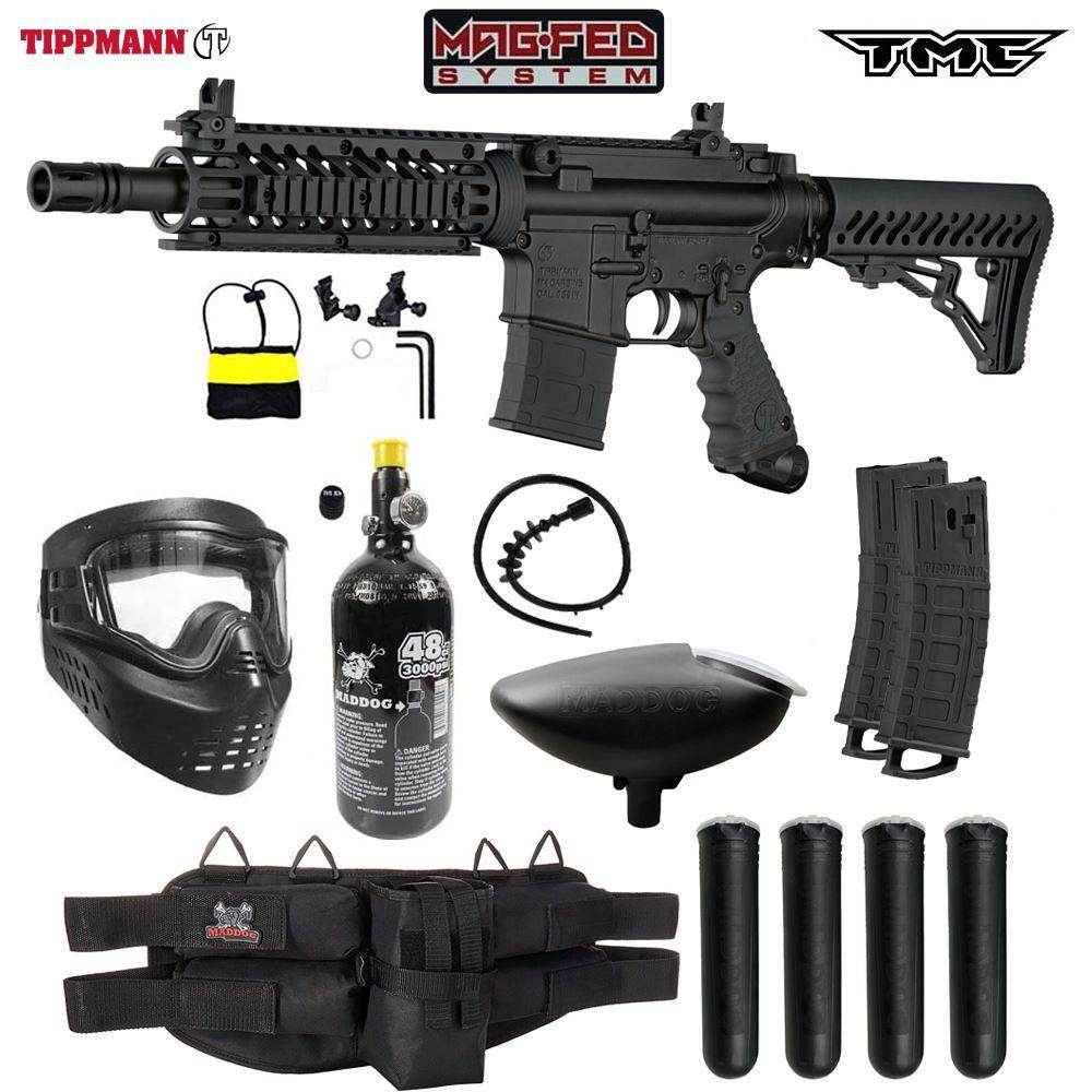 Maddog Tippmann TMC MAGFED Silver Paintball Gun Starter Package - PaintballDeals.com