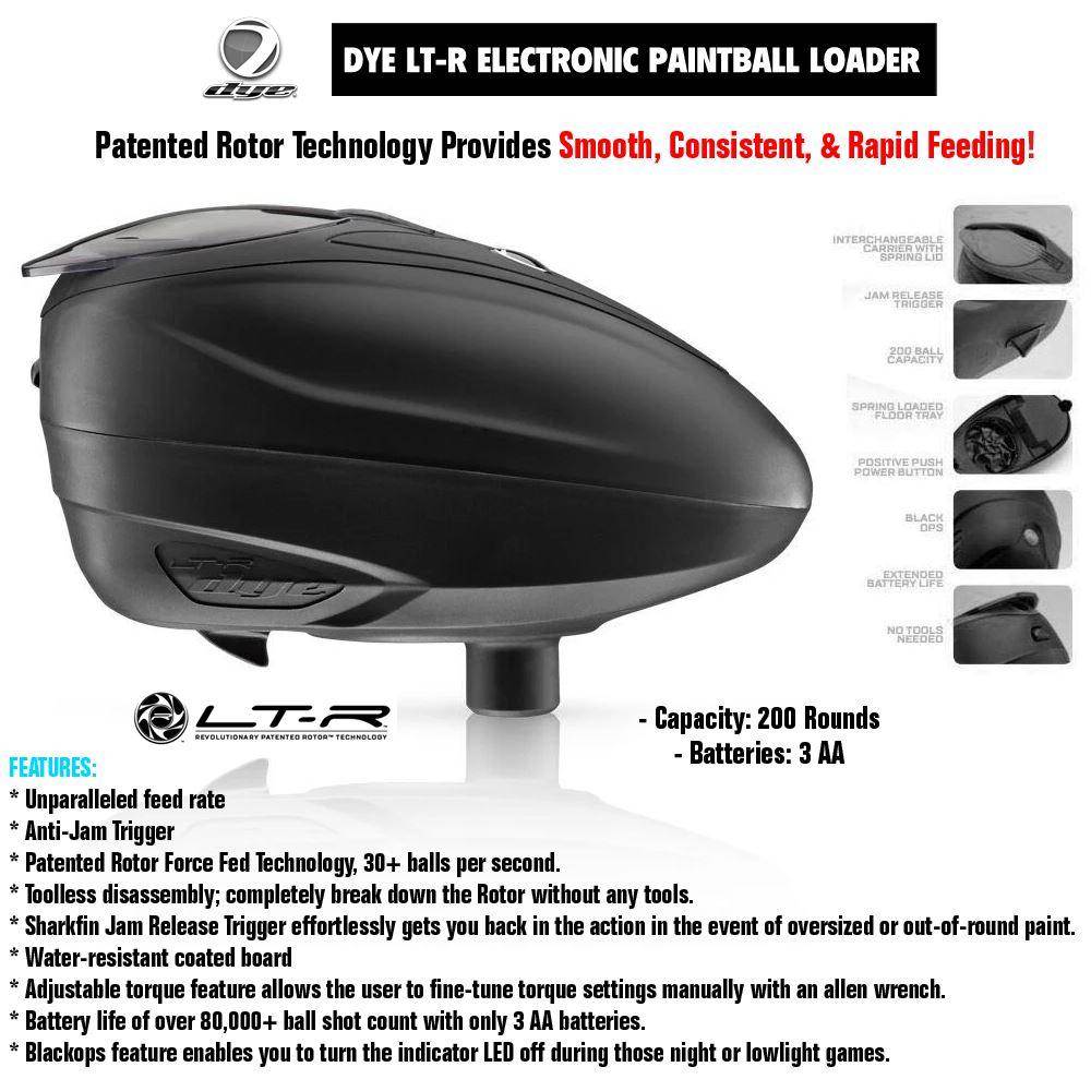 Dye Rize CZR Paintball Gun with Dye SE Thermal Paintball Goggles and Dye LT-R Paintball Loader Combo Package