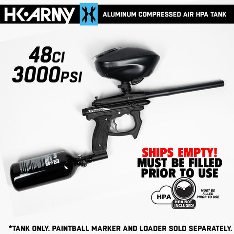 CLEARANCE HK Army 48/3000 Aluminum Compressed Air HPA Paintball Tank - Black - 08/2021