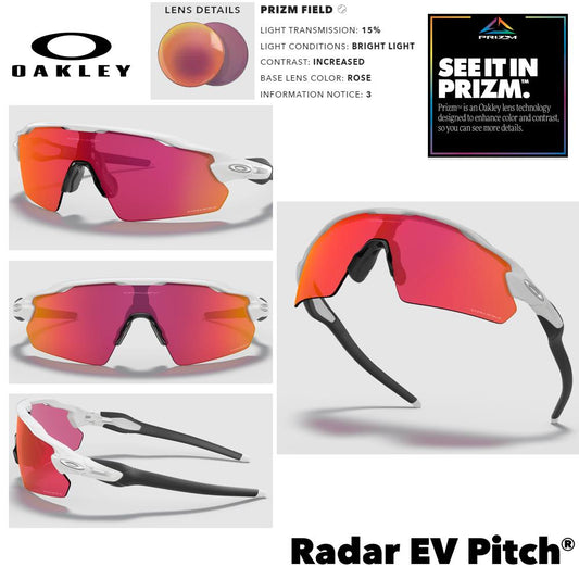 Oakley Radar EV Pitch Men's Sunglasses - Polished White w/ PRIZM BB Outfield Lenses