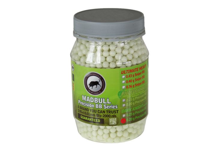 Mad Bull .20g Dark Knight Tracer Airsoft BBs - 2000 ct