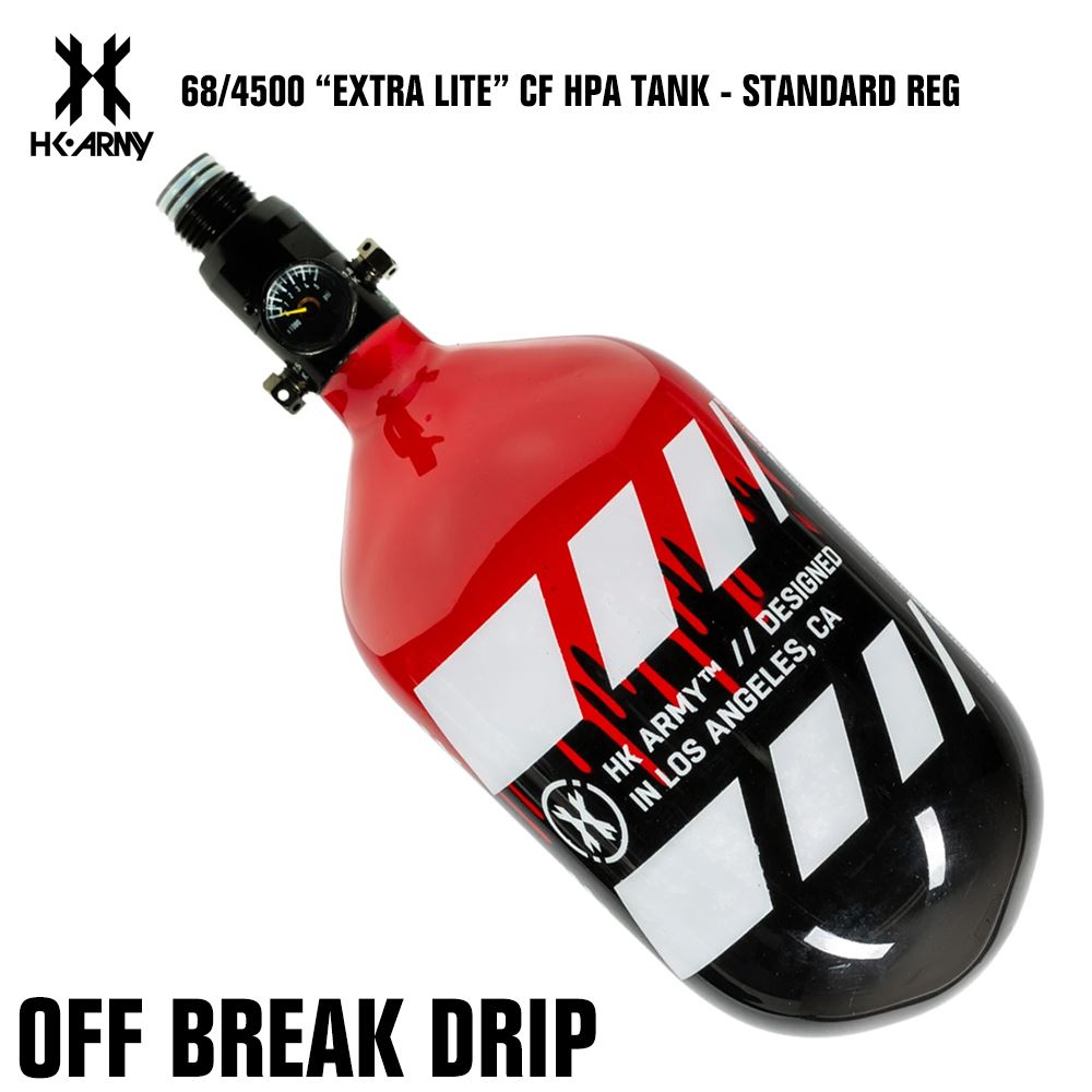 HK Army 68/4500 "Extra Lite" Compressed Air HPA Paintball Tank with Standard Reg - Off Break Drip