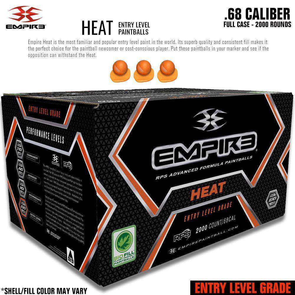 Empire Heat .68 Caliber Paintballs - Orange Shell / Orange Fill - PaintballDeals.com