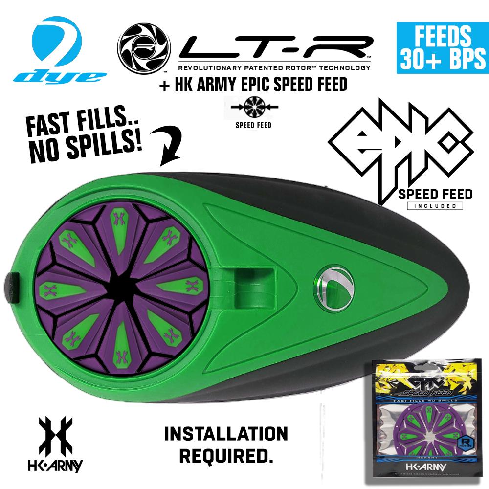 Dye LT-R Electronic Paintball Loader with HK Army Epic Speed Feed
