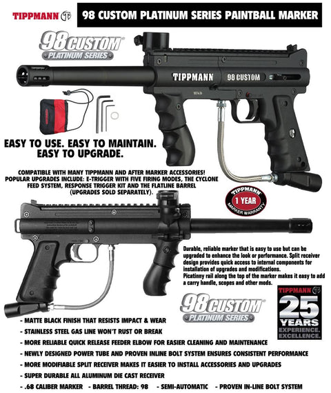Maddog Tippmann 98 Custom Platinum Series Titanium HPA Paintball Gun Marker Starter Package