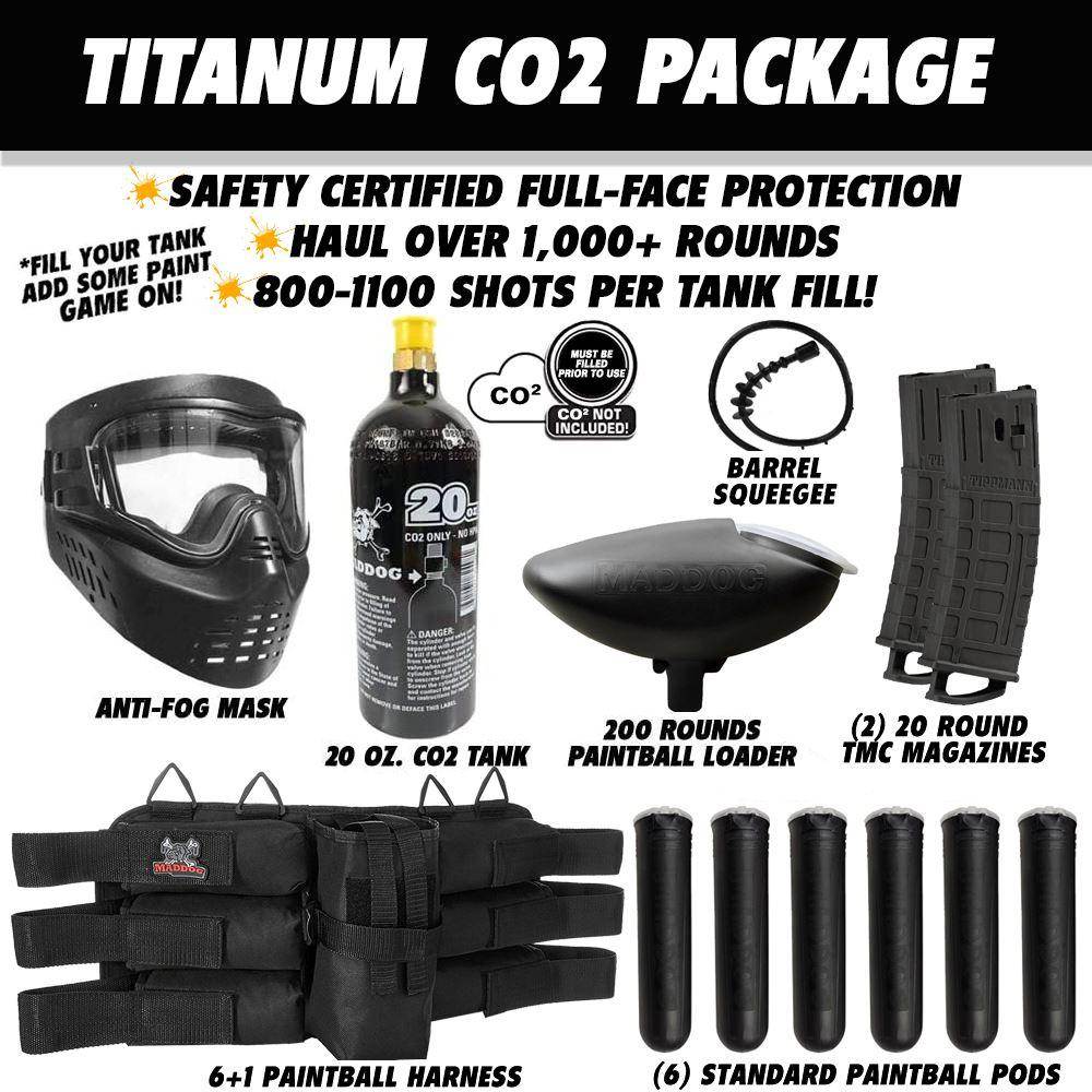 Maddog Tippmann TMC MAGFED Titanium Paintball Gun Starter Package - PaintballDeals.com