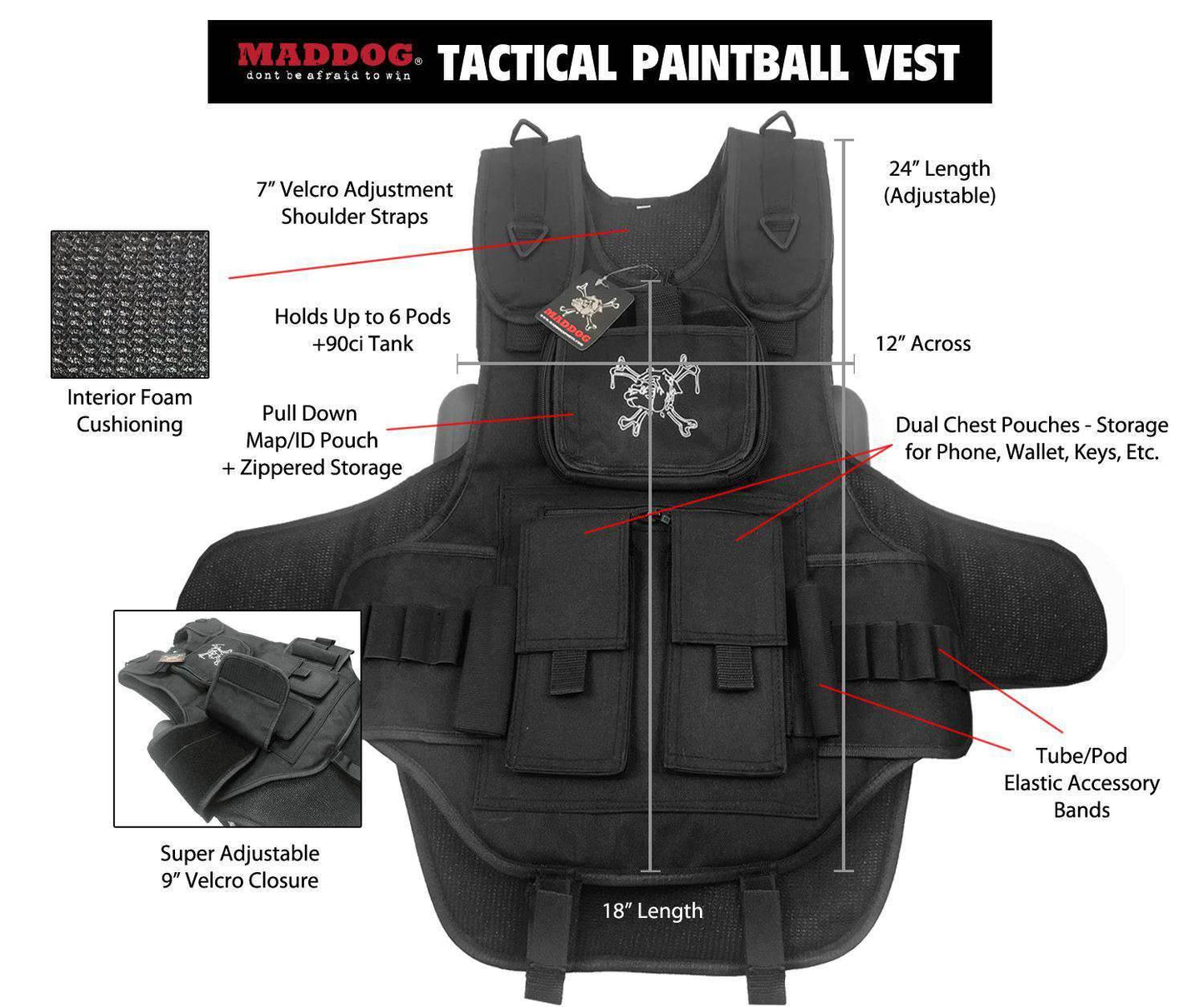 Maddog Tactical Vest with Pods & Standard Remote Coil Paintball Package