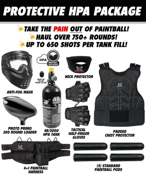 Maddog JT Stealth Semi-Automatic .68 Caliber Protective Paintball Gun Starter Package - PaintballDeals.com