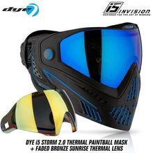 Dye I5 Thermal Paintball Mask Goggles with GSR Pro Strap - Storm 2.0 Black / Blue - PaintballDeals.com