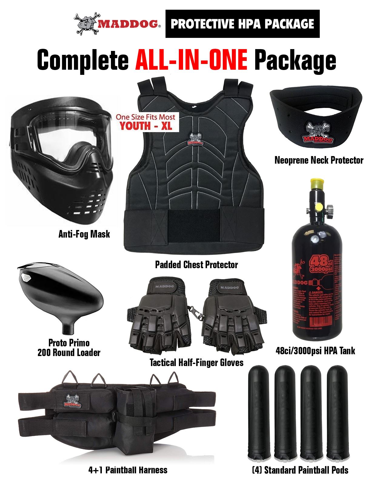 Tippmann TMC MAGFED Starter Protective HPA Paintball Gun Package