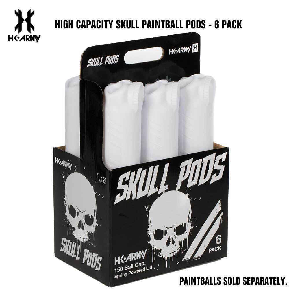 HK Army High Capacity 150 Rounds Skull Paintball Pods - 6 Pack - PaintballDeals.com