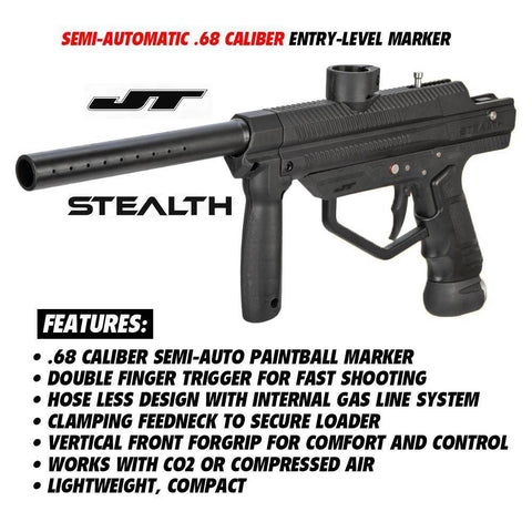 Maddog JT Stealth Semi-Automatic .68 Caliber Titanium Paintball Gun Starter Package - PaintballDeals.com