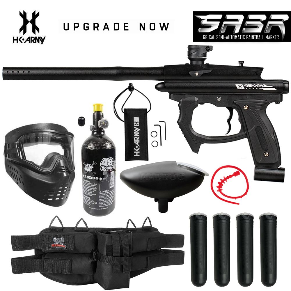 Maddog HK Army SABR Silver HPA Paintball Gun Marker Starter Package