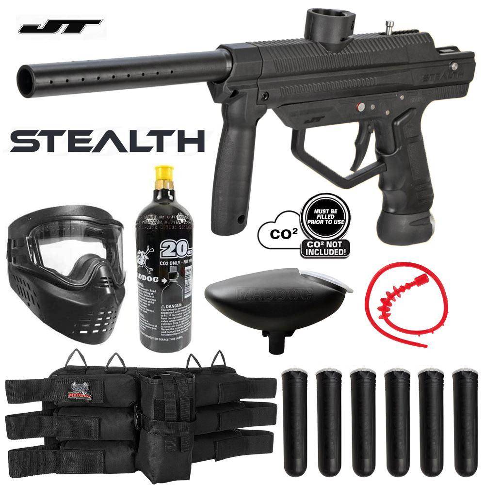 Maddog JT Stealth Semi-Automatic .68 Caliber Titanium Paintball Gun Starter Package - PaintballDeals.com
