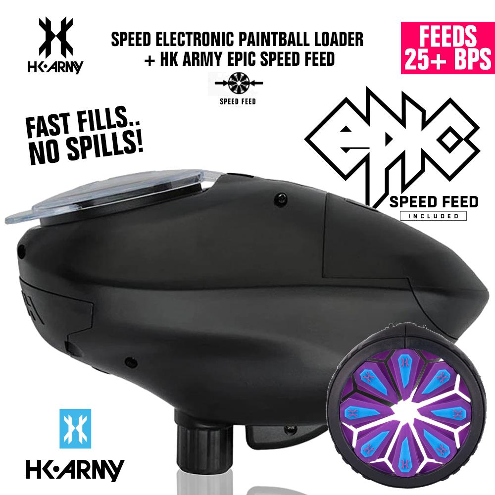 HK Army Speed Electronic Paintball Loader with Epic Speed Feed - 25+ BPS