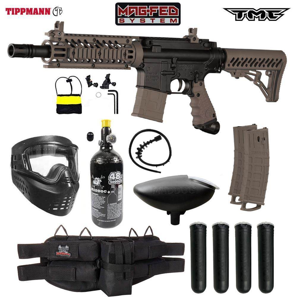 Maddog Tippmann TMC MAGFED Silver Paintball Gun Starter Package - PaintballDeals.com