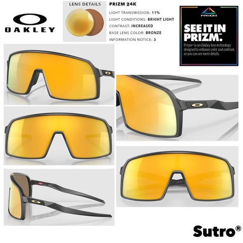 Oakley Sutro Men's Sunglasses - Matte Carbon w/ PRIZM 24K Lenses