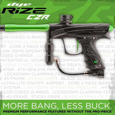 CLEARANCE - Dye Rize CZR Paintball Gun Marker - Black/Lime