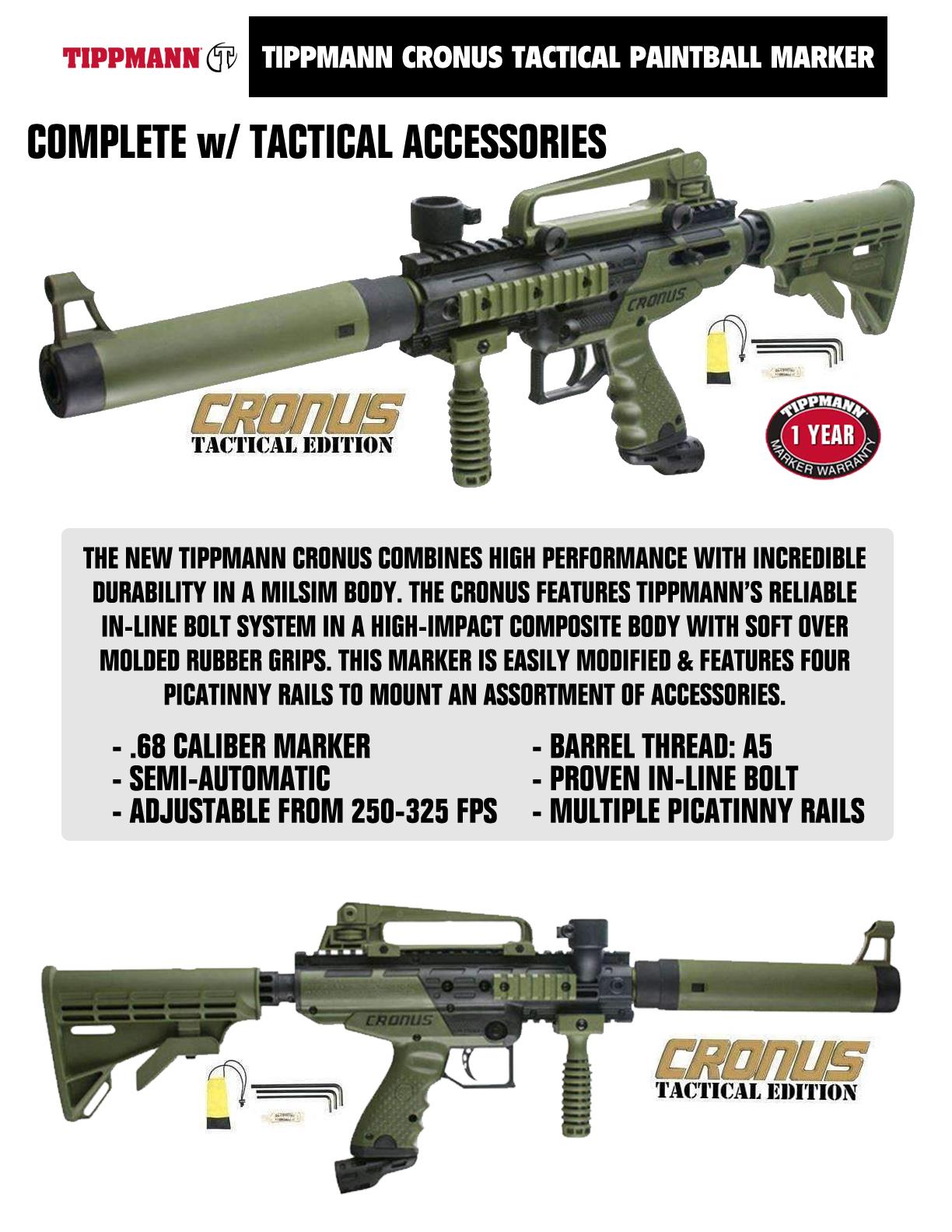 Tippmann Cronus Tactical Starter HPA Paintball Gun Package