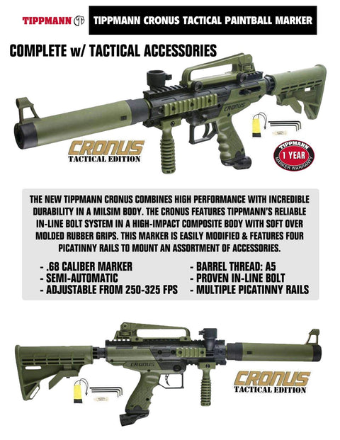 Tippmann Cronus Tactical Starter HPA Paintball Gun Package