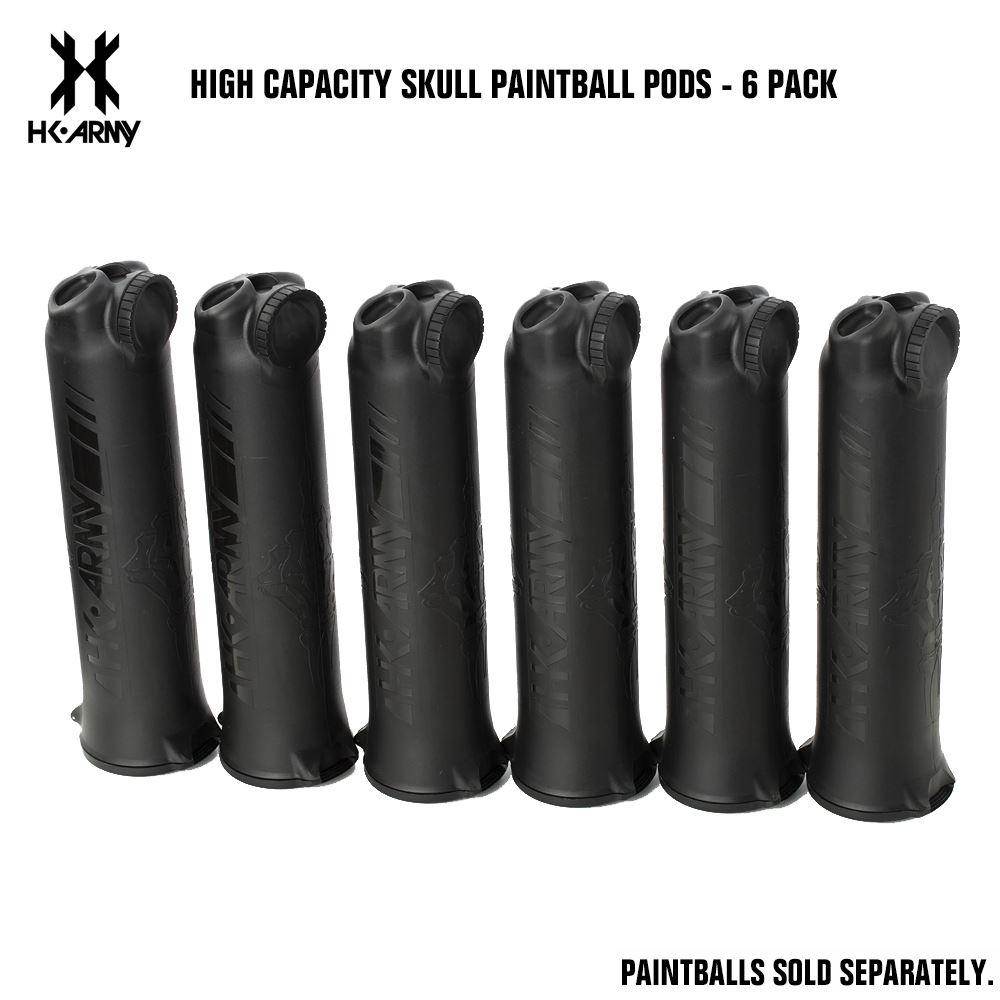 HK Army High Capacity 150 Rounds Skull Paintball Pods - 6 Pack - PaintballDeals.com