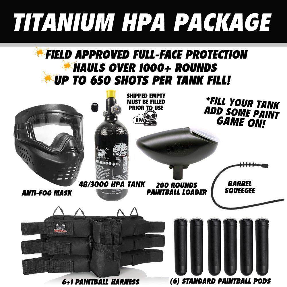 Maddog Tippmann TMC MAGFED Titanium HPA Paintball Gun Marker Starter Package