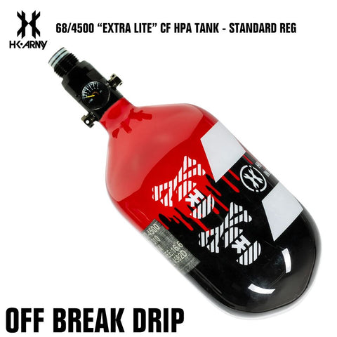 HK Army 68/4500 "Extra Lite" Compressed Air HPA Paintball Tank with Standard Reg - Off Break Drip