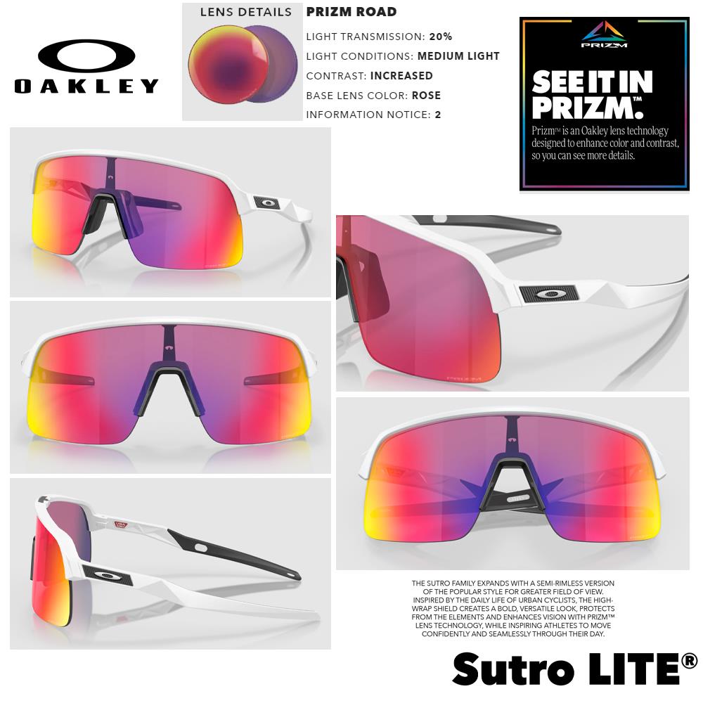 Oakley Sutro LITE Men's Sunglasses - Matte White w/ PRIZM Road Lenses