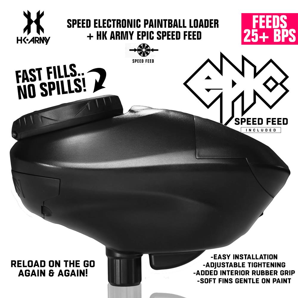 HK Army Speed Electronic Paintball Loader with Epic Speed Feed - 25+ BPS
