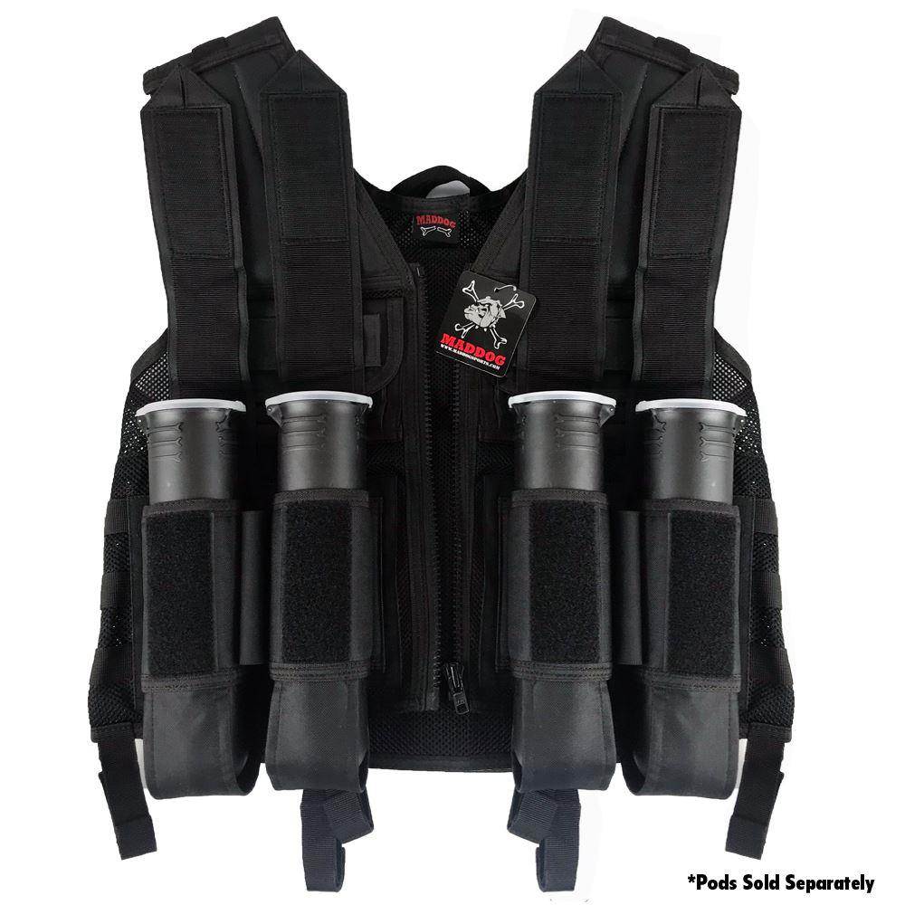 Maddog Tactical Paintball Battle Vest | Holds 6 Pods & Tank Up to 90ci