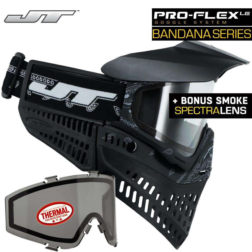 JT Proflex Thermal Anti-Fog Paintball Mask Goggles - LE Bandana Series w/ Clear & Smoke Lenses