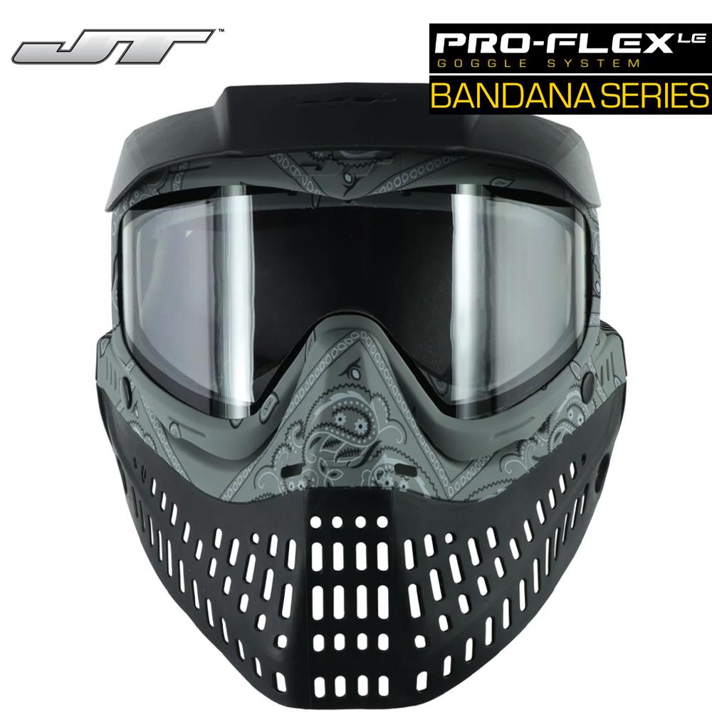 JT Proflex Thermal Anti-Fog Paintball Mask Goggles - LE Bandana Gray w/ Clear & Smoke Lenses