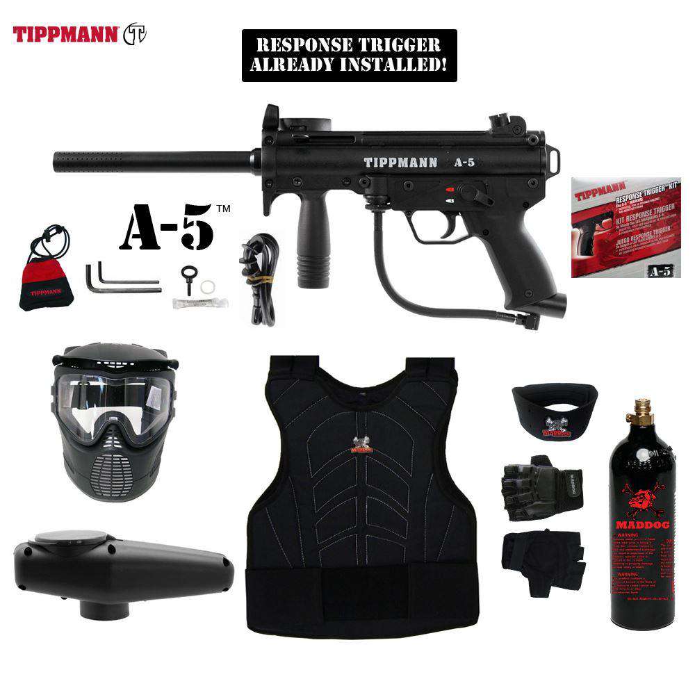 Tippmann A-5 Beginner Protective CO2 Paintball Gun Package