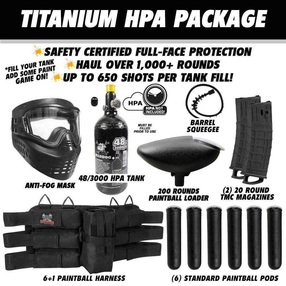 Maddog Tippmann TMC MAGFED Titanium Paintball Gun Starter Package - PaintballDeals.com