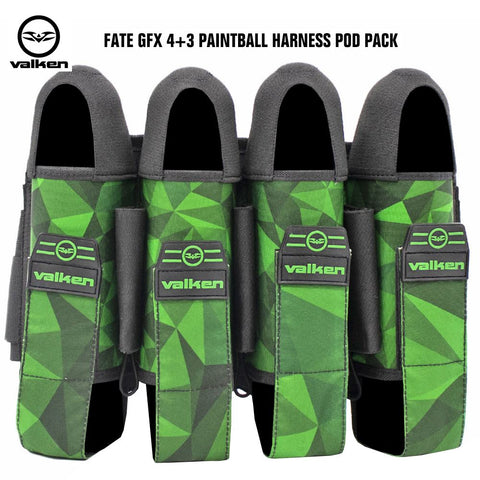 Valken Fate GFX 4+3 Paintball Harness Pod Pack - Polygon Green