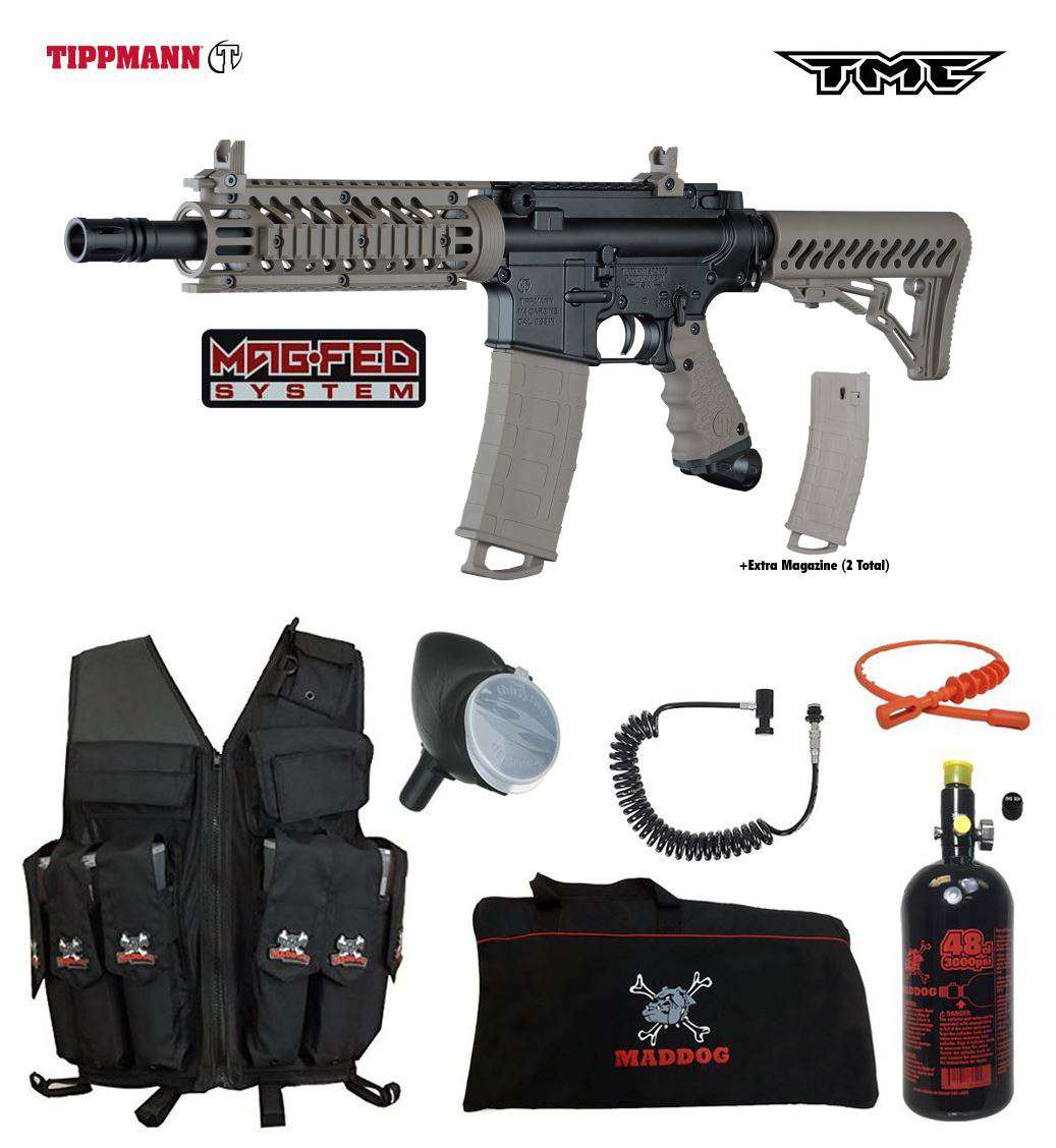Tippmann TMC MAGFED Lieutenant HPA Attack Vest Paintball Gun Package